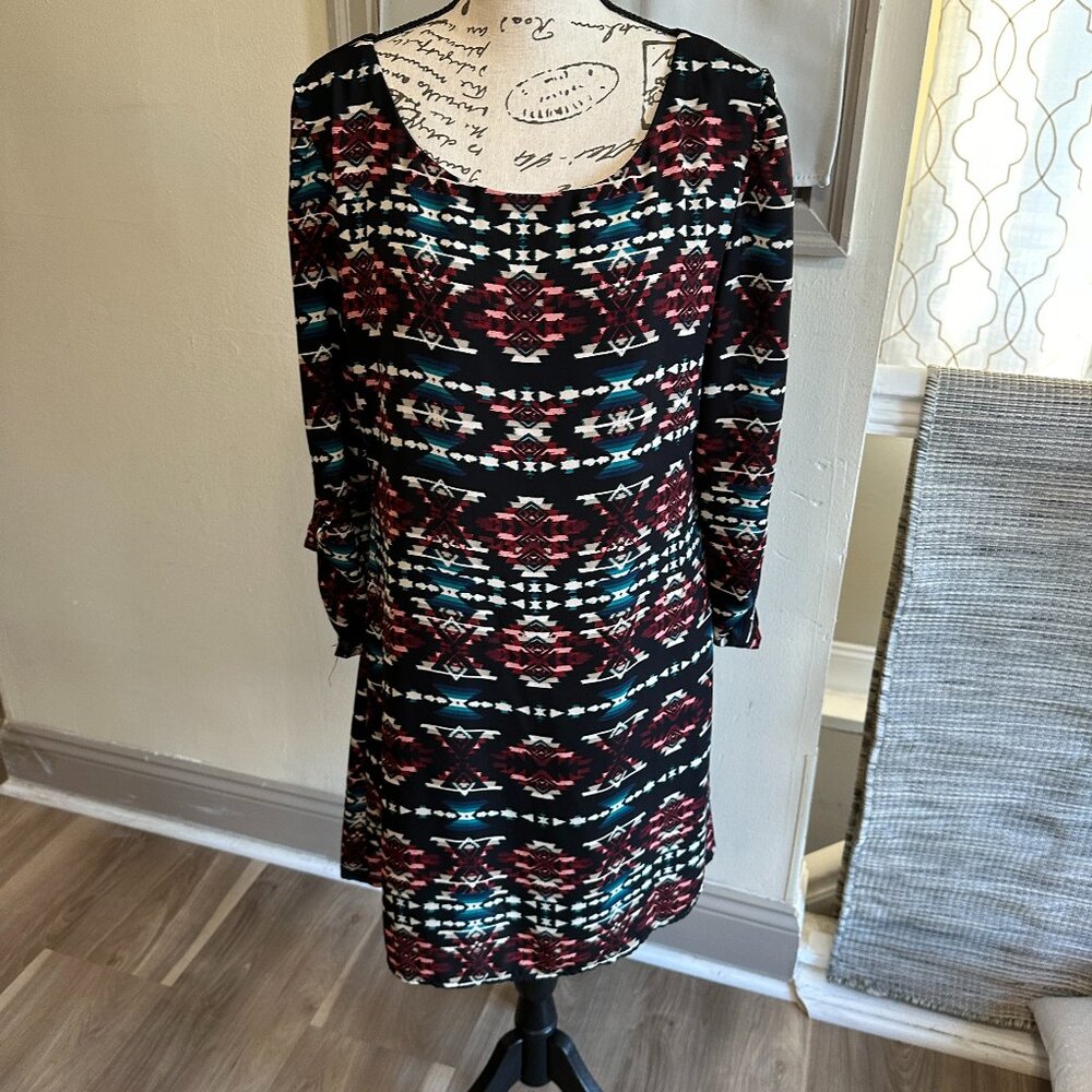 Aztec long sleeved dress- Size Large